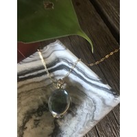 Cut Gemstone Locket w/ Chain