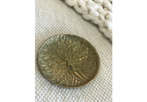  Vintage Pressed, Gold Peacock Plate 