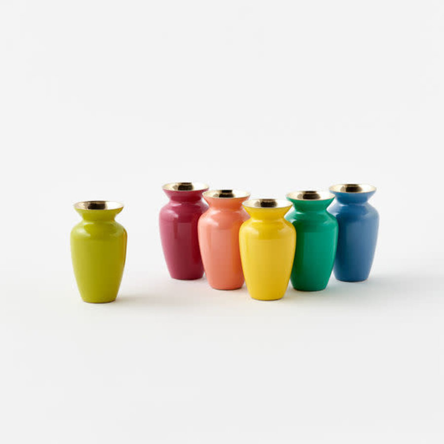 Colored Brass Vase, 3.25"
