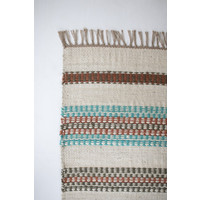 Jute Rug with Turquoise Stripes