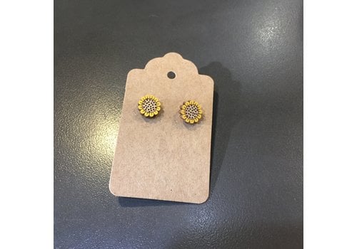  ICTMakers Wooden Sunflower Earrings 