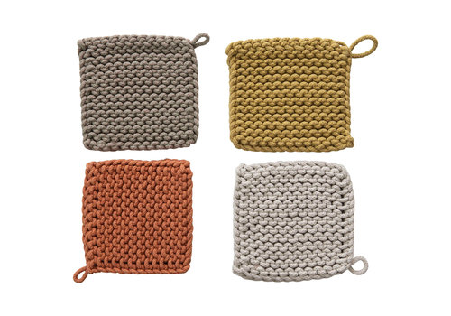  Creative Co-Op Square Crochet Pot Holder 