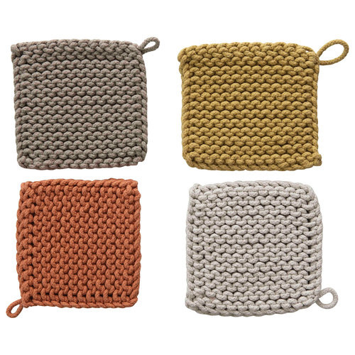  Creative Co-Op Square Crochet Pot Holder 