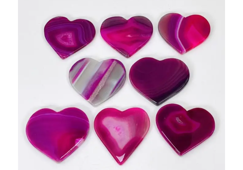  Rock Paradise Pink Agate Stone Heart Shaped Slices 
