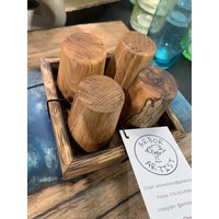 Arbor Artist Mixed Wood Shot Glasses with Storage Tray (4 Shots)