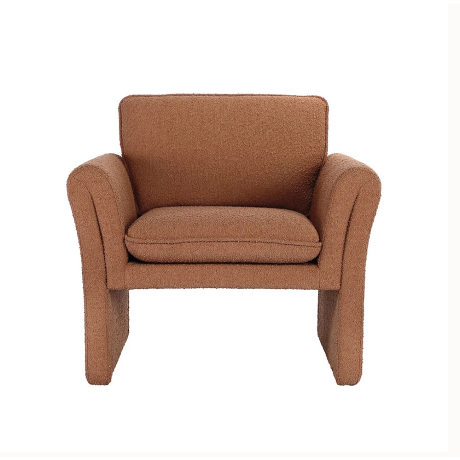 Bouclé Fabric Upholstered Chair, Tumeric