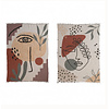 Bloomingville Cotton printed throw w/ abstract face, 2 styles
