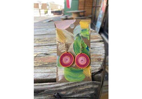  Amelia Voorhis Pink Orange Circle Paper Quill Earrings 