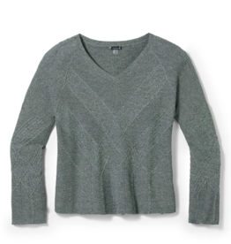 SMARTWOOL SmartWool Women's Shadow Pine Cable V-Neck Sweater North Woods-Bleached Aqua
