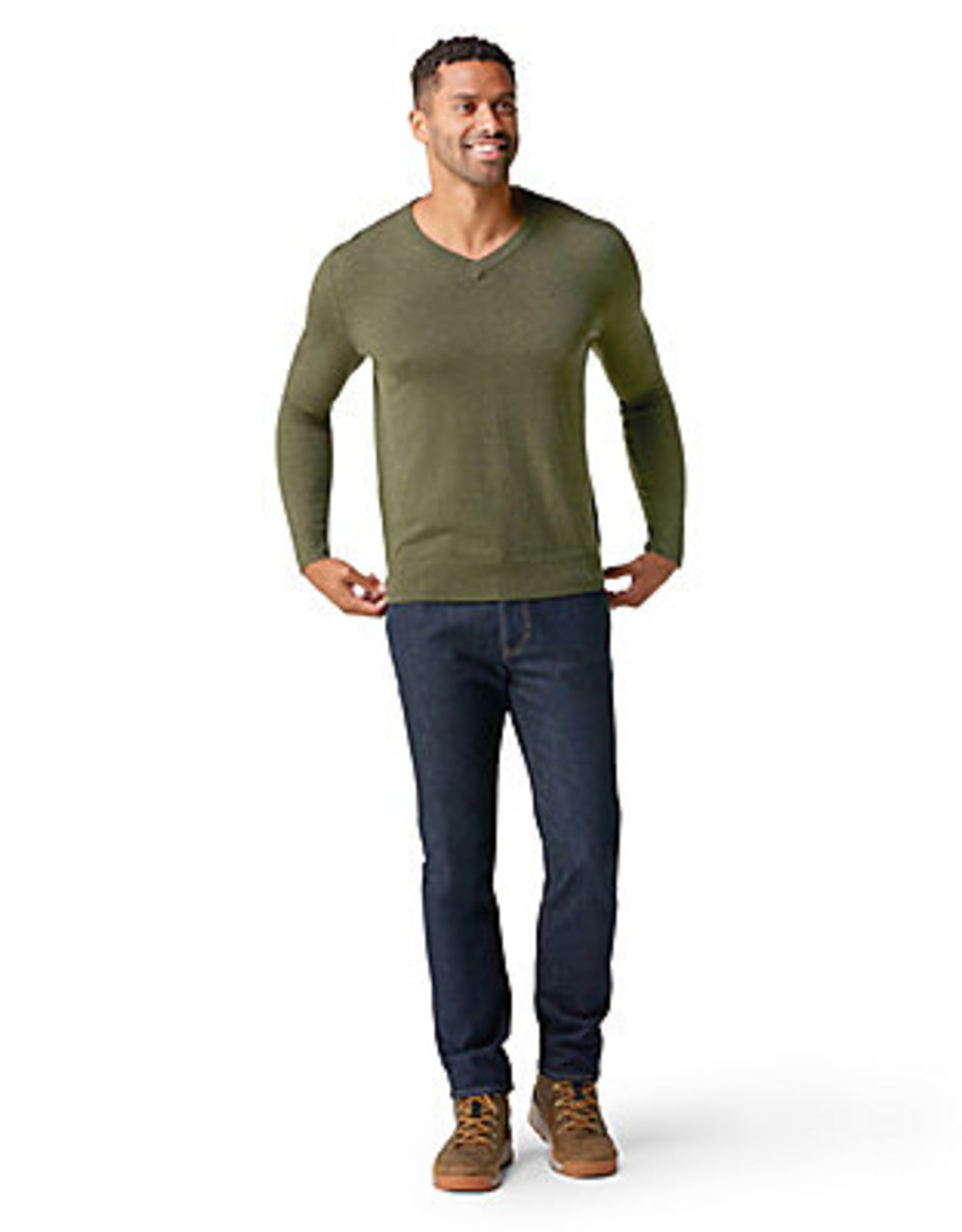 SMARTWOOL SmartWool Men's Sparwood V-Neck Sweater -NorthWoods WinterMoss