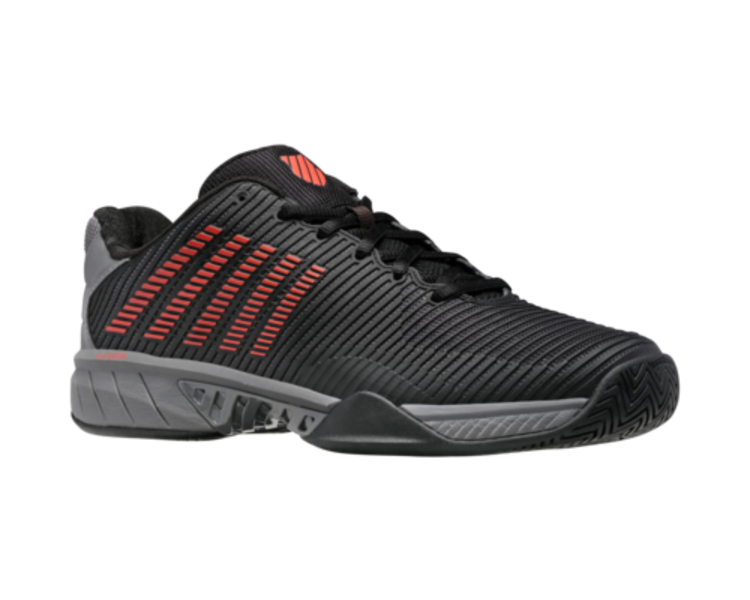 K-Swiss Hypercourt Express 2 Men's Tennis Shoes, Jet black/Steel gray/Spicy orange 2E (06806-042-W)