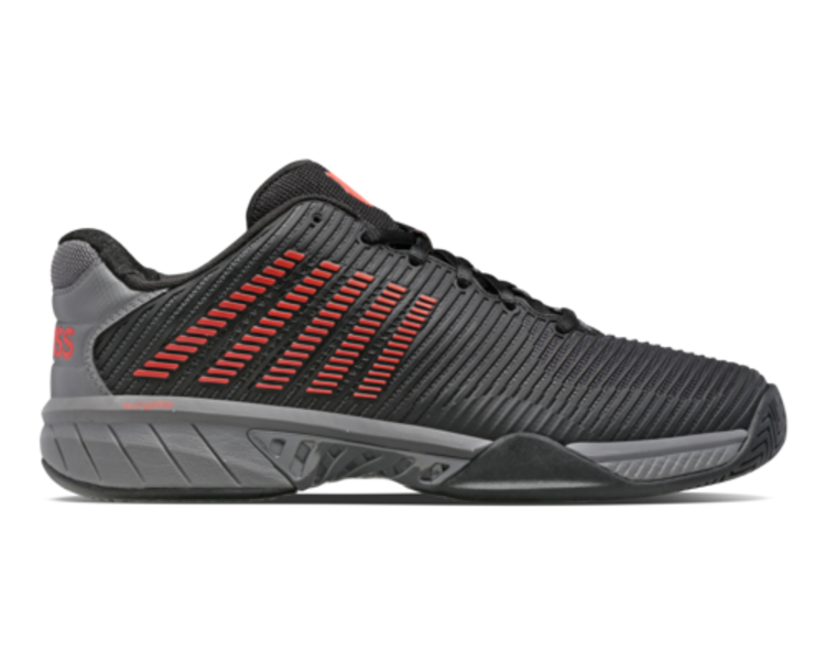 K-Swiss Hypercourt Express 2 Men's Tennis Shoes, Jet black/Steel gray/Spicy orange 2E (06806-042-W)