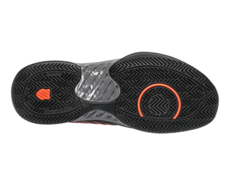 K-Swiss Hypercourt Express 2 Men's Tennis Shoes, Jet black/Steel gray/Spicy orange 2E (06806-042-W)