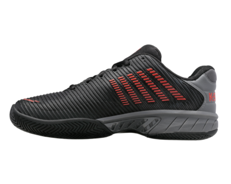 K-Swiss Hypercourt Express 2 Men's Tennis Shoes, Jet black/Steel gray/Spicy orange 2E (06806-042-W)