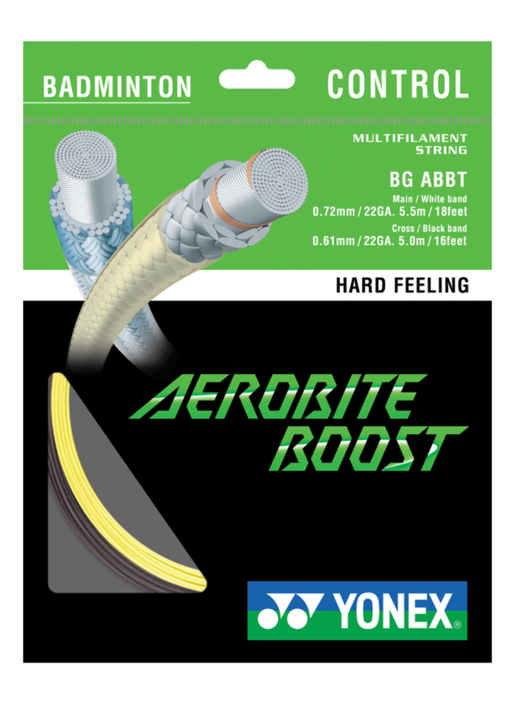 Yonex Yonex Aerobite Boost Badminton String Set, Gray/Yellow