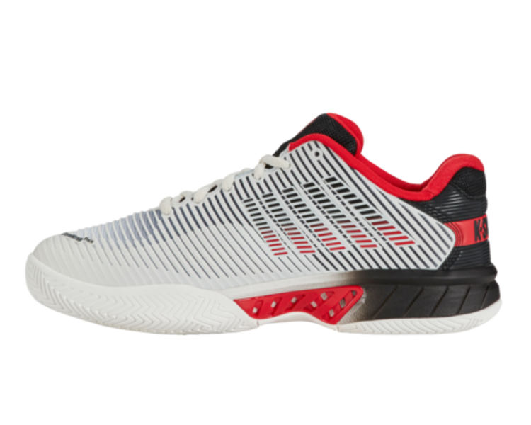 K-Swiss Hypercourt Express 2 Men's Tennis Shoes, White/Black/Red Wide 2E (06806-104-W)