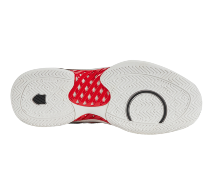 K-Swiss Hypercourt Express 2 Men's Tennis Shoes, White/Black/Red Wide 2E (06806-104-W)