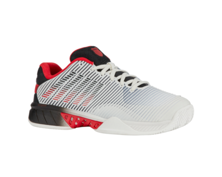 K-Swiss Hypercourt Express 2 Men's Tennis Shoes, White/Black/Red Wide 2E (06806-104-W)