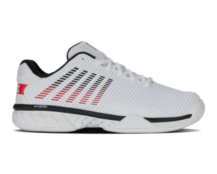 K-Swiss Hypercourt Express 2 Men's Tennis Shoes, WHT/BLK/MARS RED, Wide 2E (06806-140-W)