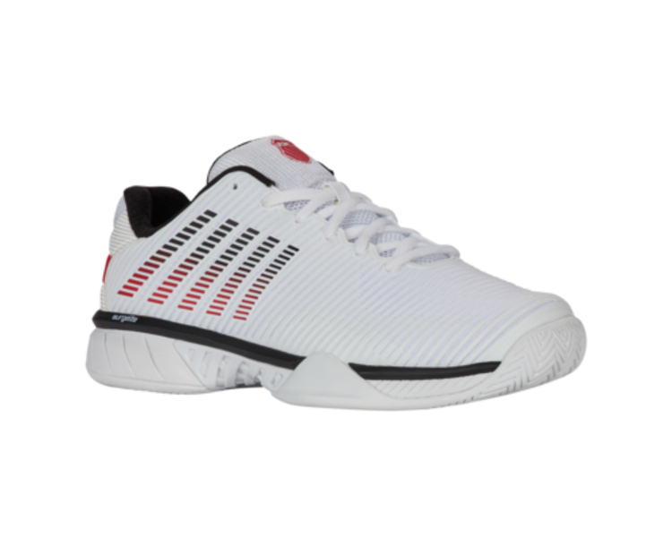 K-Swiss Hypercourt Express 2 Men's Tennis Shoes, WHT/BLK/MARS RED, Wide 2E (06806-140-W)