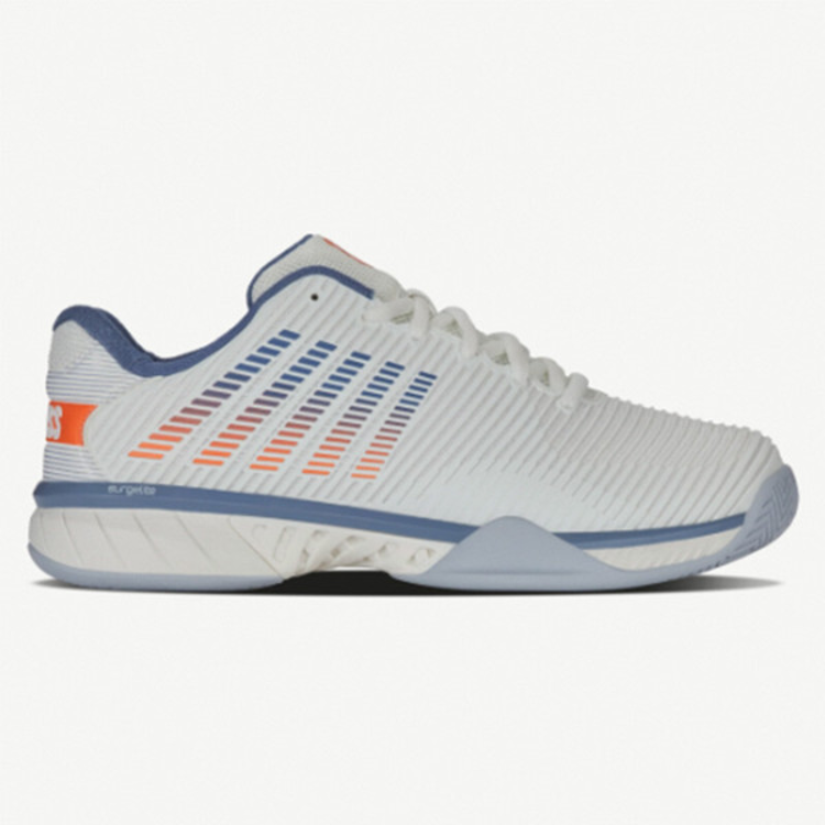 K-Swiss Hypercourt Express 2 Men's Tennis Shoes, White/Blue/Orange Wide 2E (06806-139-W)