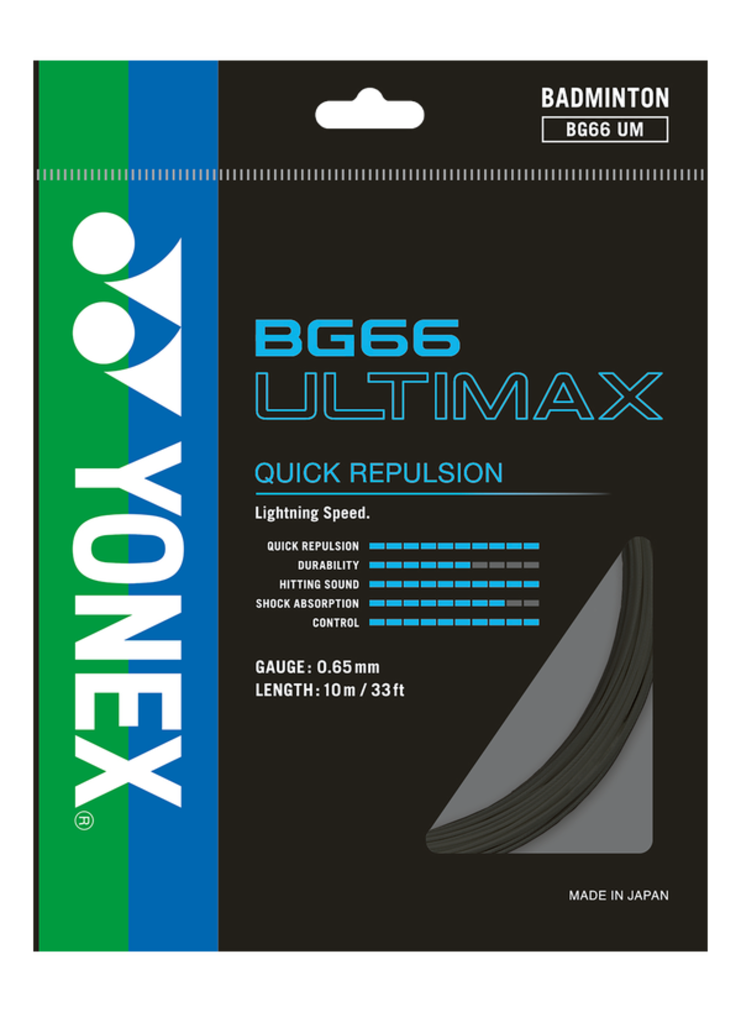 YONEX BG66 ULTIMAX 200m 黒 Yonex BG66 Ultimax Badminton String set - Cayman Sports