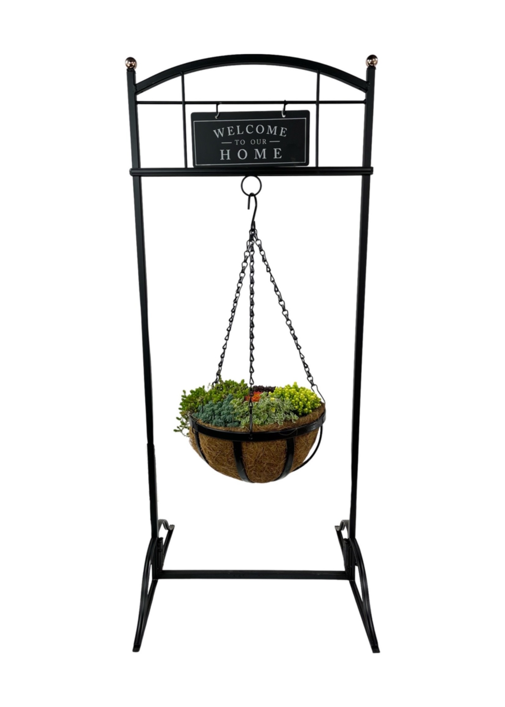 Welcome Home Hanging Basket Stand