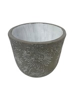 Sun Cement Pot W/White Inside