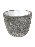 Flower Cement Pot W/White Inside