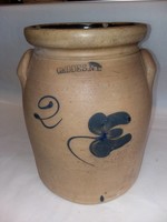 Geddes NY Stoneware Crock w/Flower, c.1975, 2 Gallon
