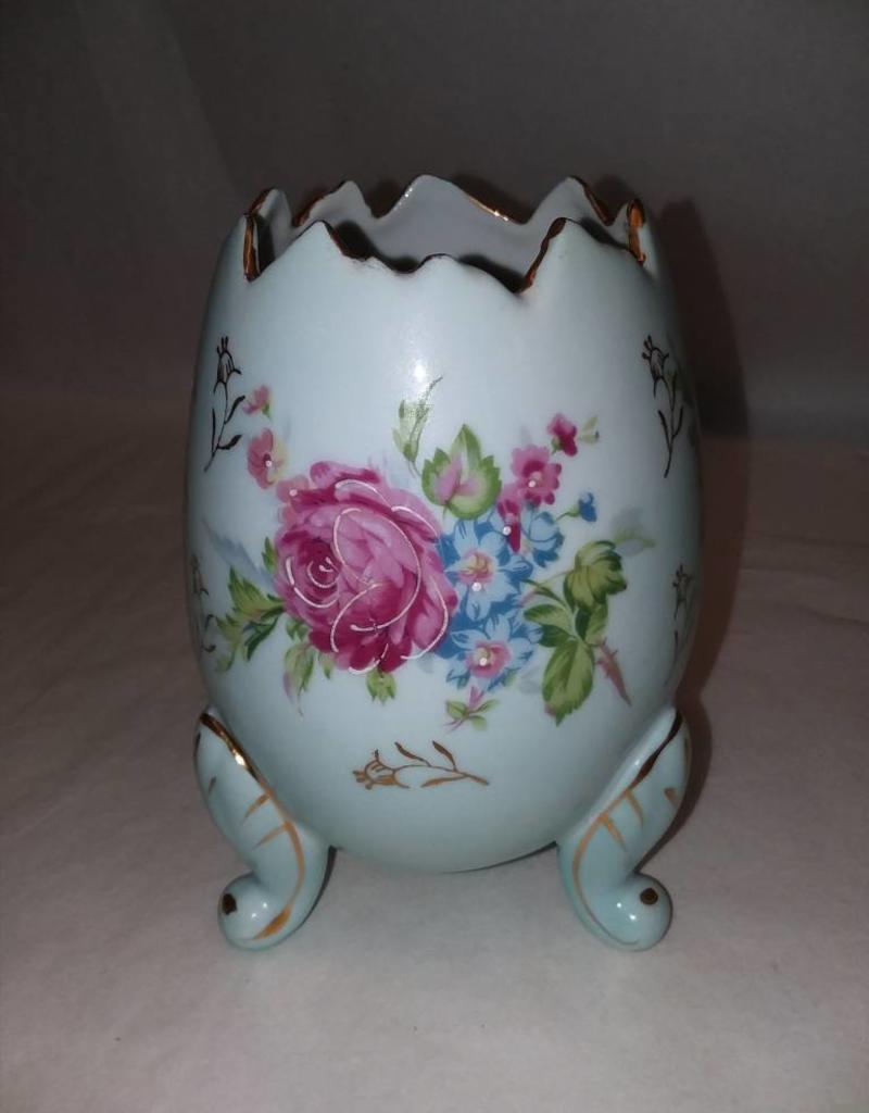 2 Hand Painted Blue Vase Dollhouse Miniatures Ceramic Flower Deco