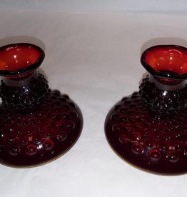 Fenton Fenton Ruby Candlesticks, pair, 1950's