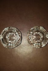 Octagon Shaped Salts/Set of 2, Clear Glass, 1 7/8", 1930's