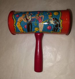 Kirchof Tin Party Can Rattle, 4x1.75", L.1940's