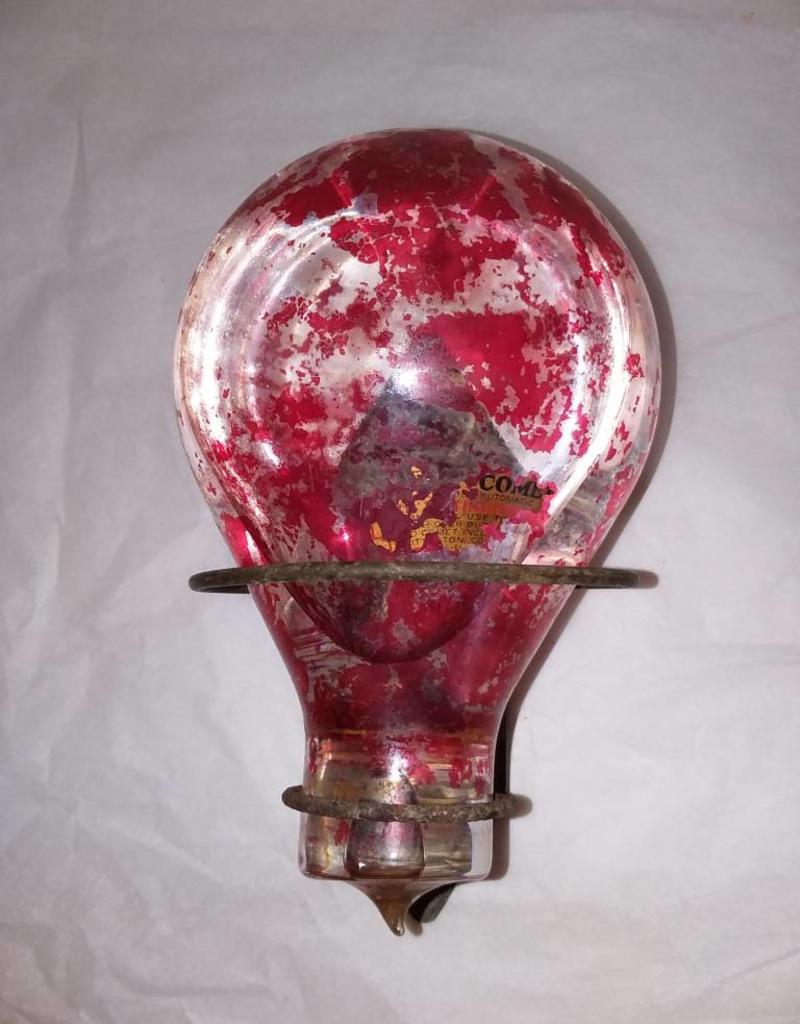 Red Comet Heat Activated Glass Fire Grenade, c.1920's w/Wall Bracket - The Second Knob Gifts
