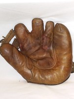Antique Leather Baseball Glove w/Joined Fingers. Some Wear, No Tears, Complete. Circa 1910