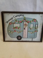 Vintage Camping Wooden Block, 5.5"x4"x1"