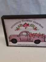 Country Flower Market Truck Sign, 5.5"x4"x1"