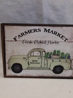 Farmer's Market-Fresh Picked Herbs Block Sign, 5.5"x4"x1"