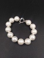 Genuine Freshwater White Pearl Bracelet w/Heart Clasp 7"