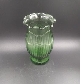 Anchor Hocking Ribbed and Fluted Green Vase, 1950's