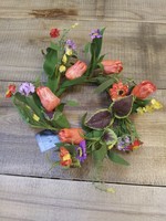 Peach/Lavender Tulip Daisy Wreath 6"