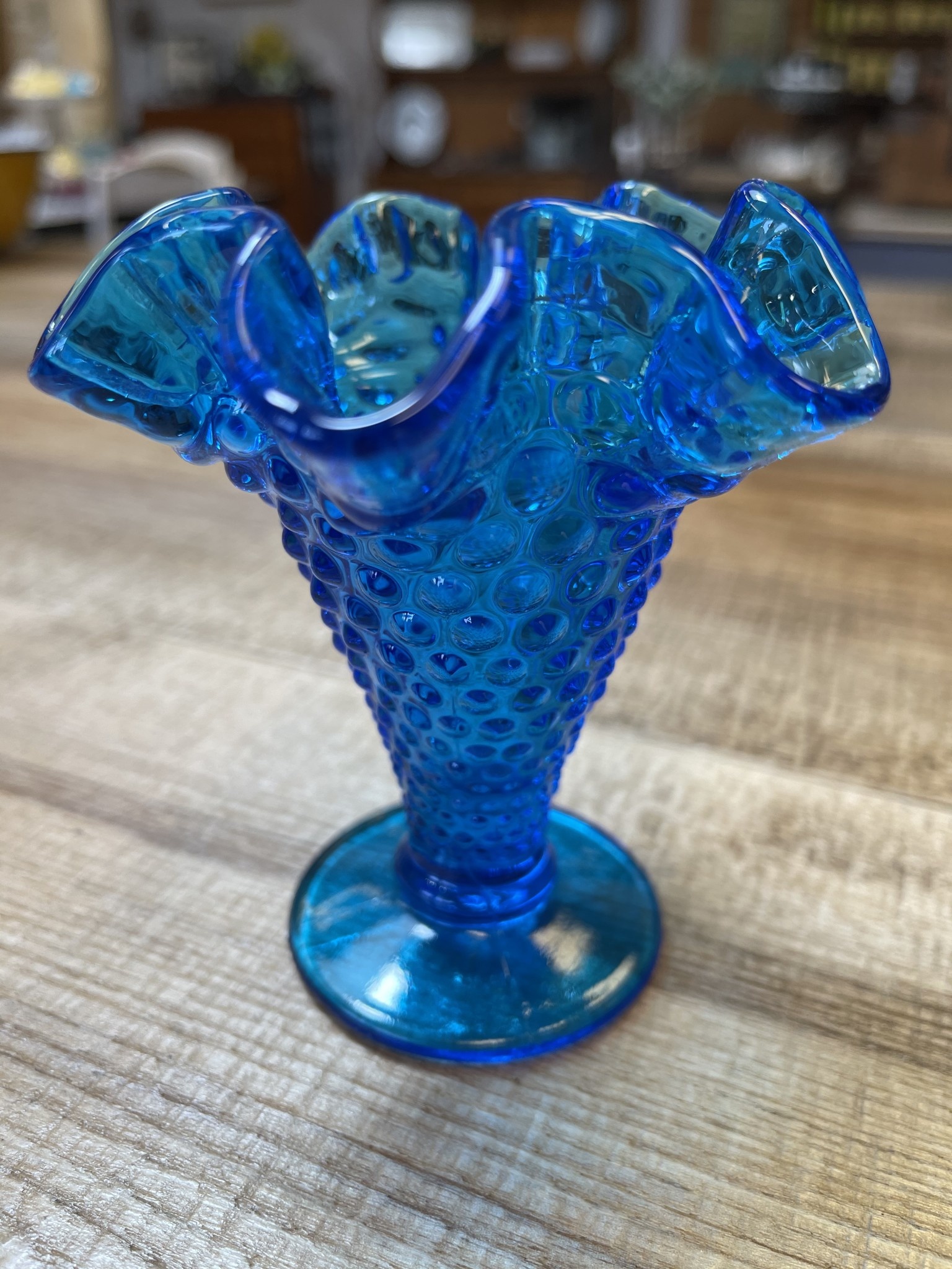 Ruffled and Crimped Optic Dot Vase Fenton Glass