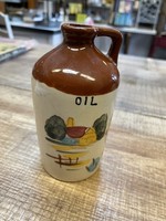 Antique Hand Painted Ceramic Oil Jug/Decanter 5"