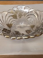 Vintage Glass Bowl With Silver Inlay