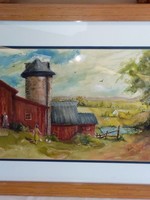 Framed & Matted "North Country" Original Watercolor by Robert Baxter c.2000