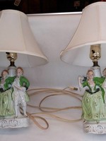 Matched Bedside Lamps, 2 Pieces, Colonial Couple, c.1950