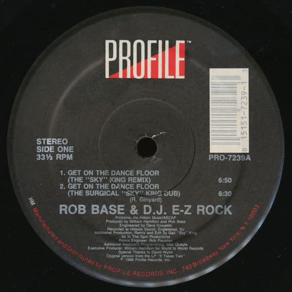 Rob Base & DJ E-Z Rock - Get On The Dance Floor - Vinyl, 12", 33 ⅓ RPM, Stereo - 370040148