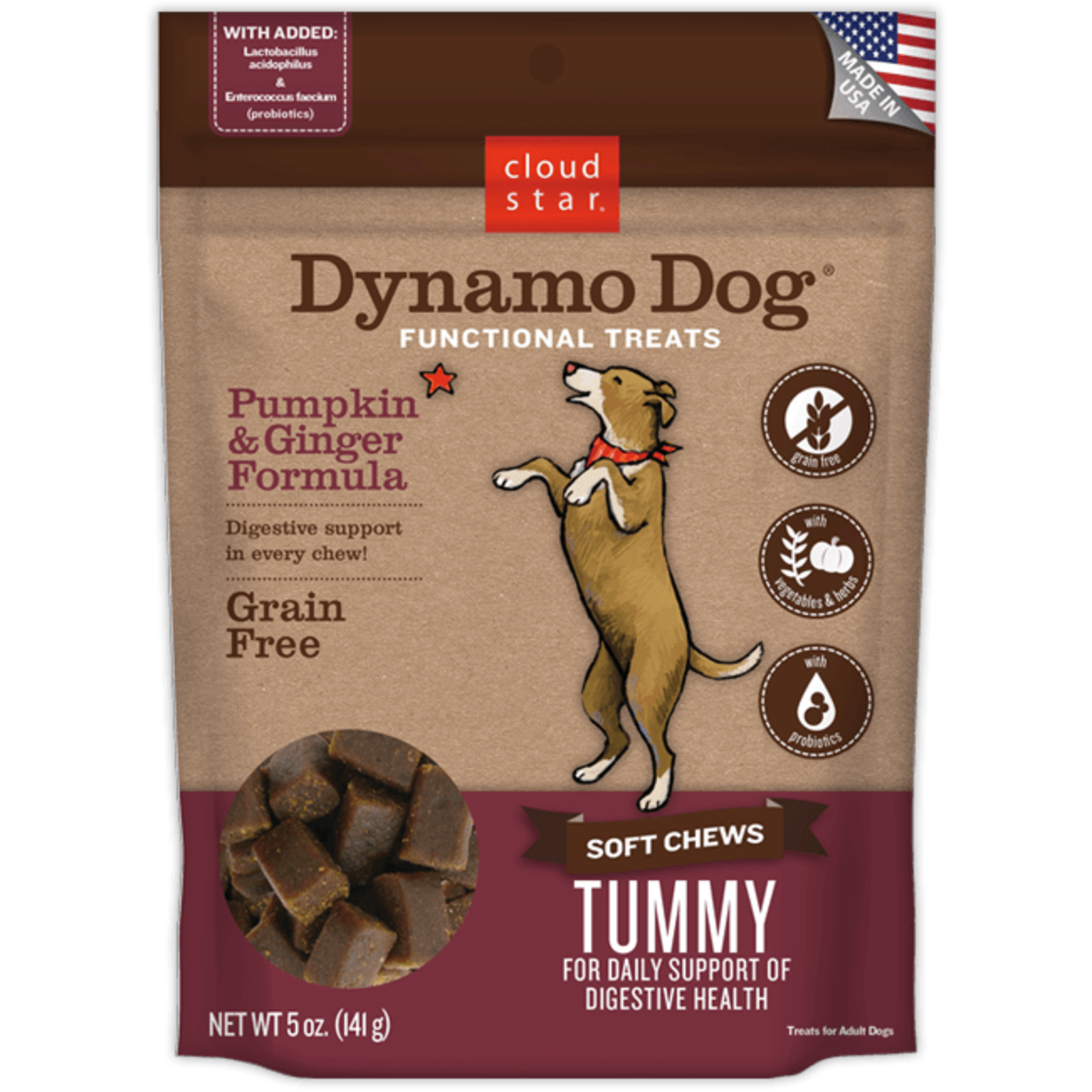 Cloud Star Dynamo  Dog Tummy: Pumpkin and Ginger Chewy Dog Treats 5oz