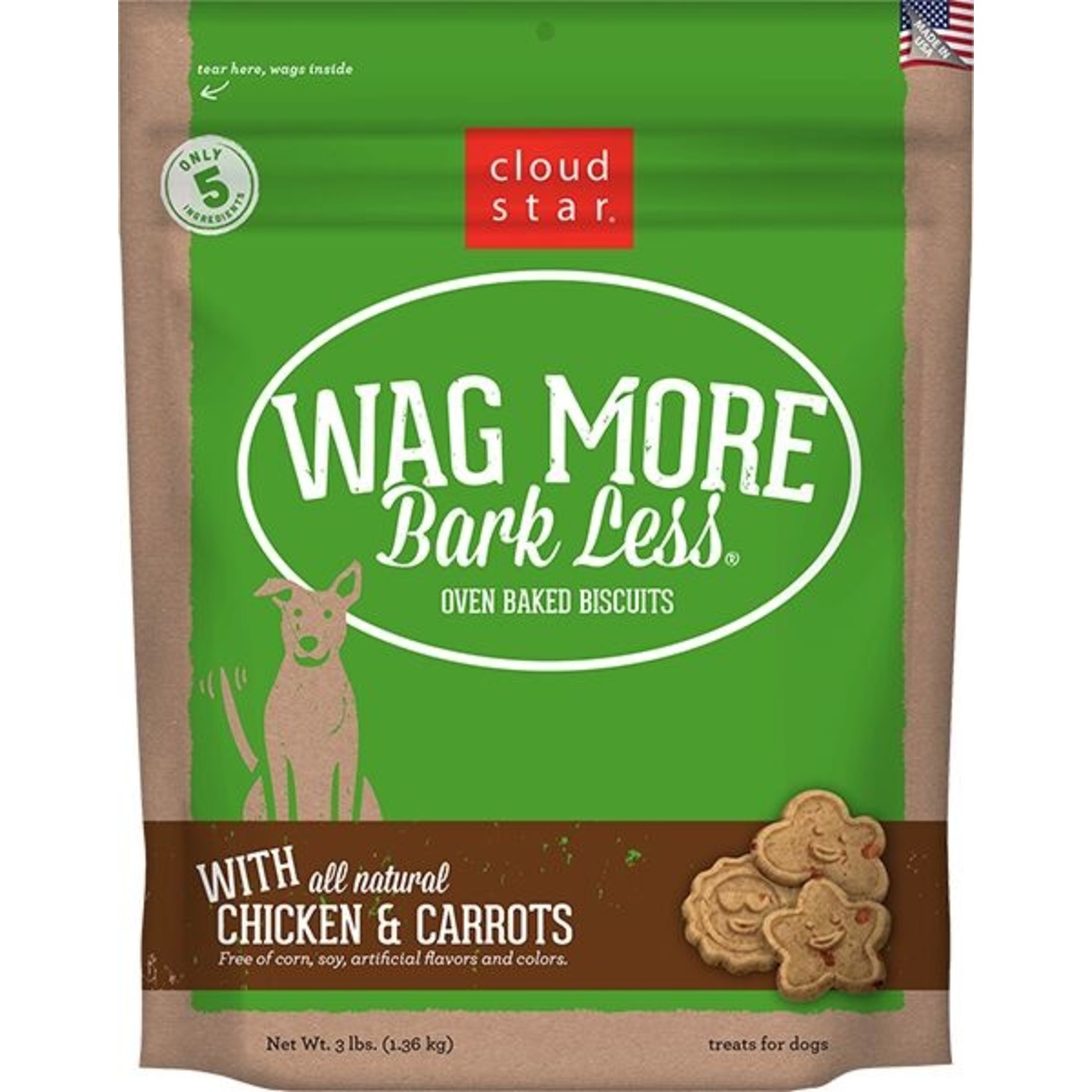 Cloud Star Wag More Bark Less Chicken & Carrot Dog Biscuit Treats 3lb